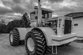 A photo of the Big Bud HN360 in black and white.
